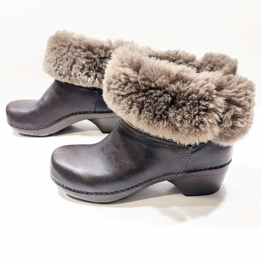 Dansko Stormy Leather Boots Clogs Shearling Lining Brown Women's EU 36 US 5.5-6 - Picture 6 of 11